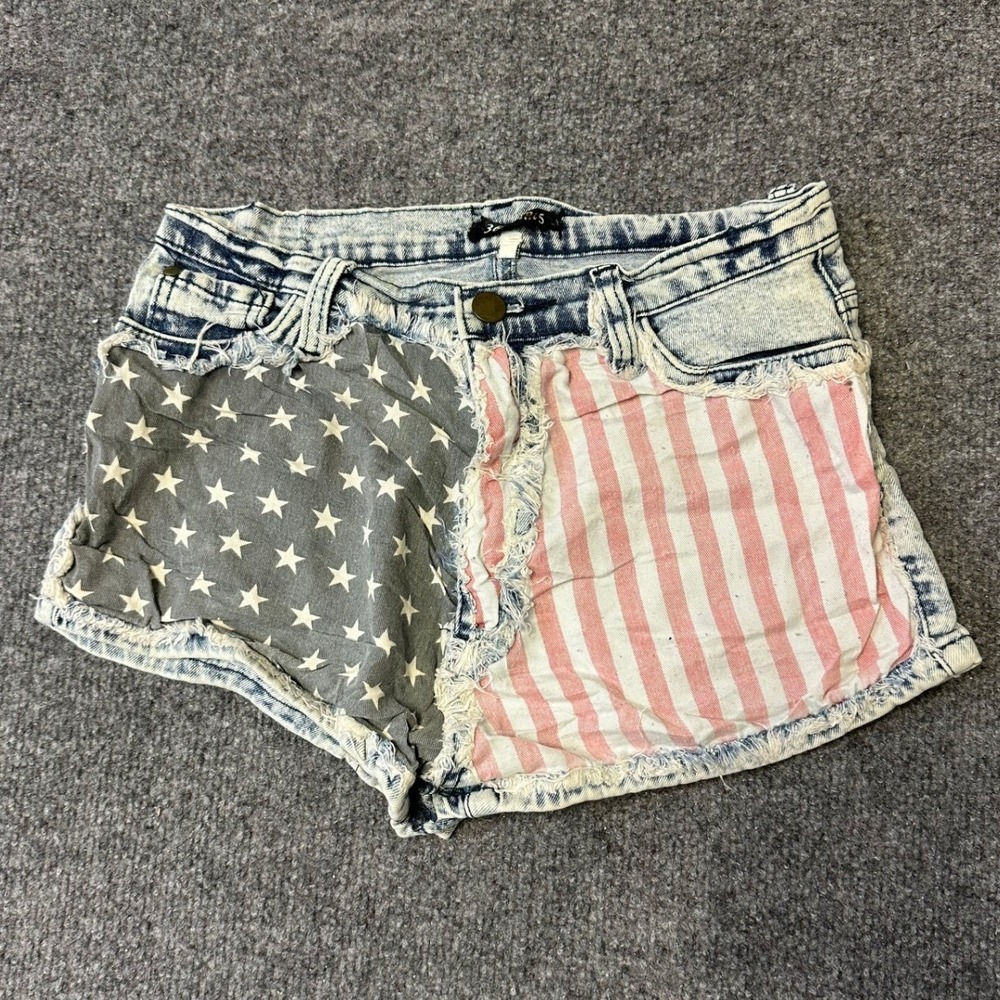36point5 Shorts Womens Size 26 Blue American Flag Distressed Denim Cut Offs